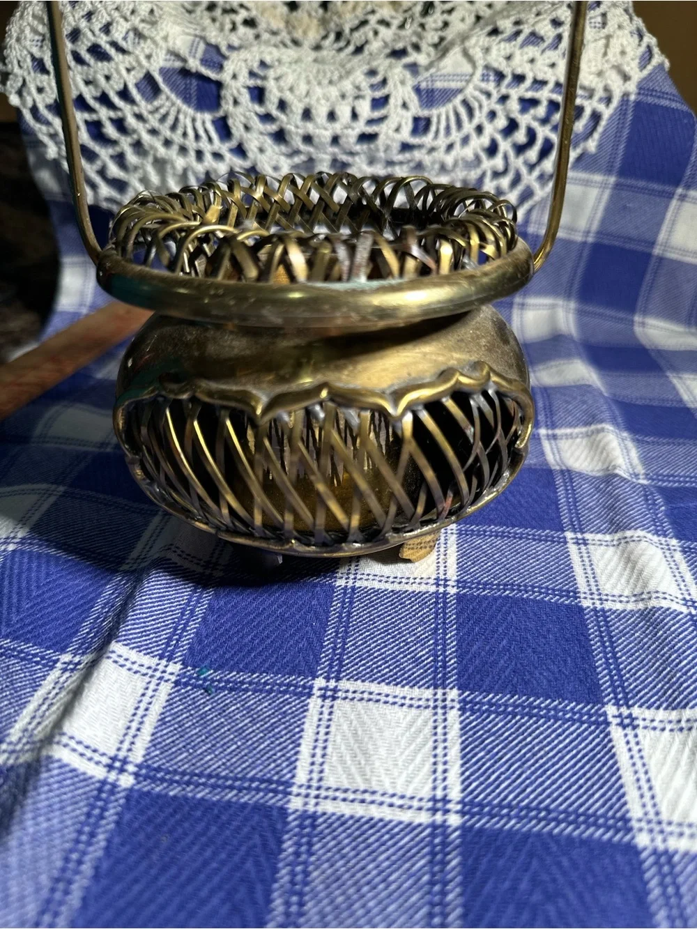 Brass VTG Woven MOTTAHEDEH DESIGN Basket Asian India